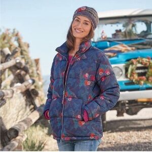 Sundance Navy Floral Puffer Coat